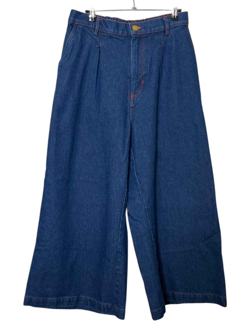 Big Bud Press Wide Leg Trousers Women’s Medium Petite Indigo Dark Wash Retro - Picture 2 of 12